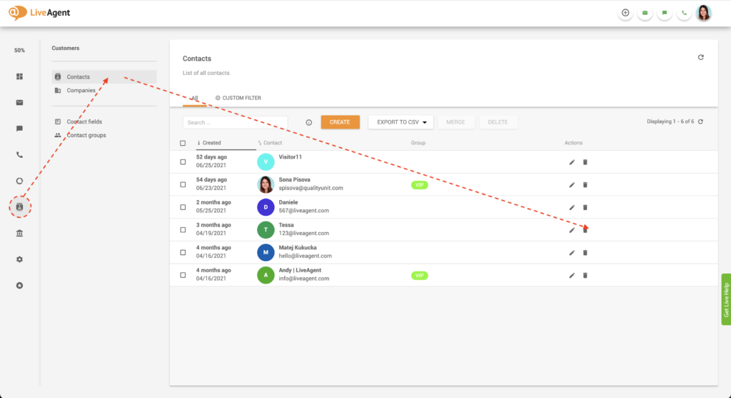 Rediģējiet kontakta piezīmi LiveAgent