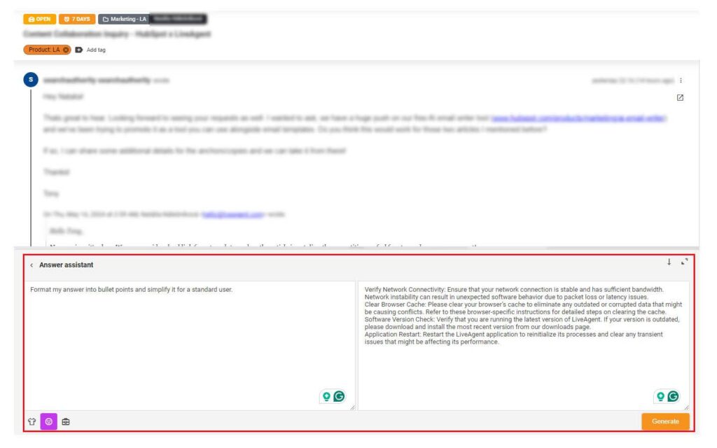Attēls, kas parāda pielāgoto atbildes asistenta opciju ar uzvedni un ziņojumu, lai demonstrētu šo asistentu