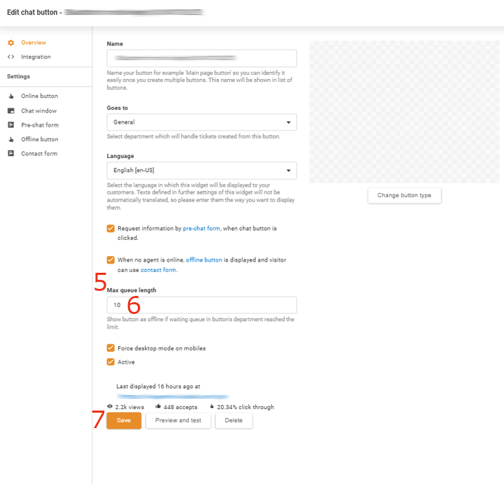 Maksimālā rindas garuma maiņa uz 10 LiveAgent