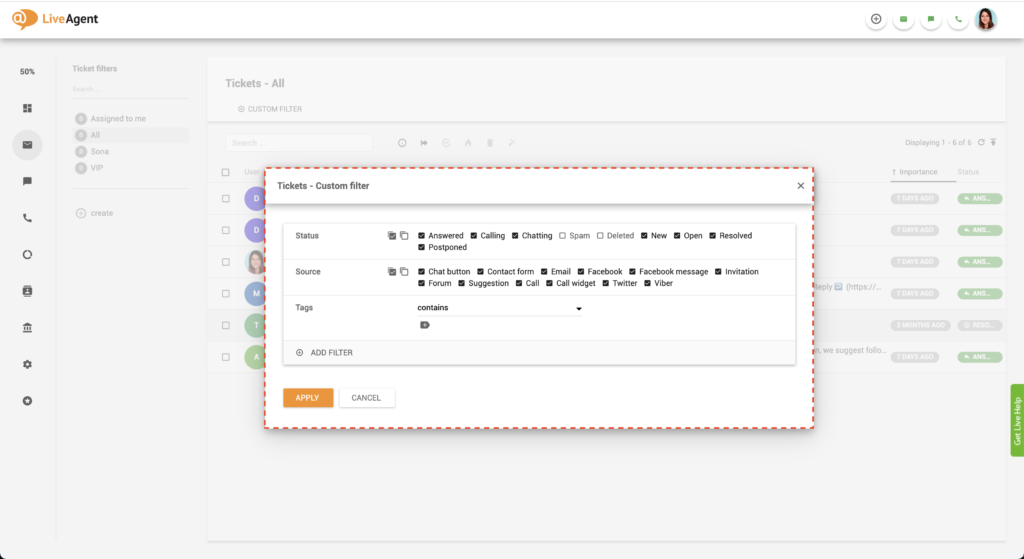 LiveAgent filtra atlase