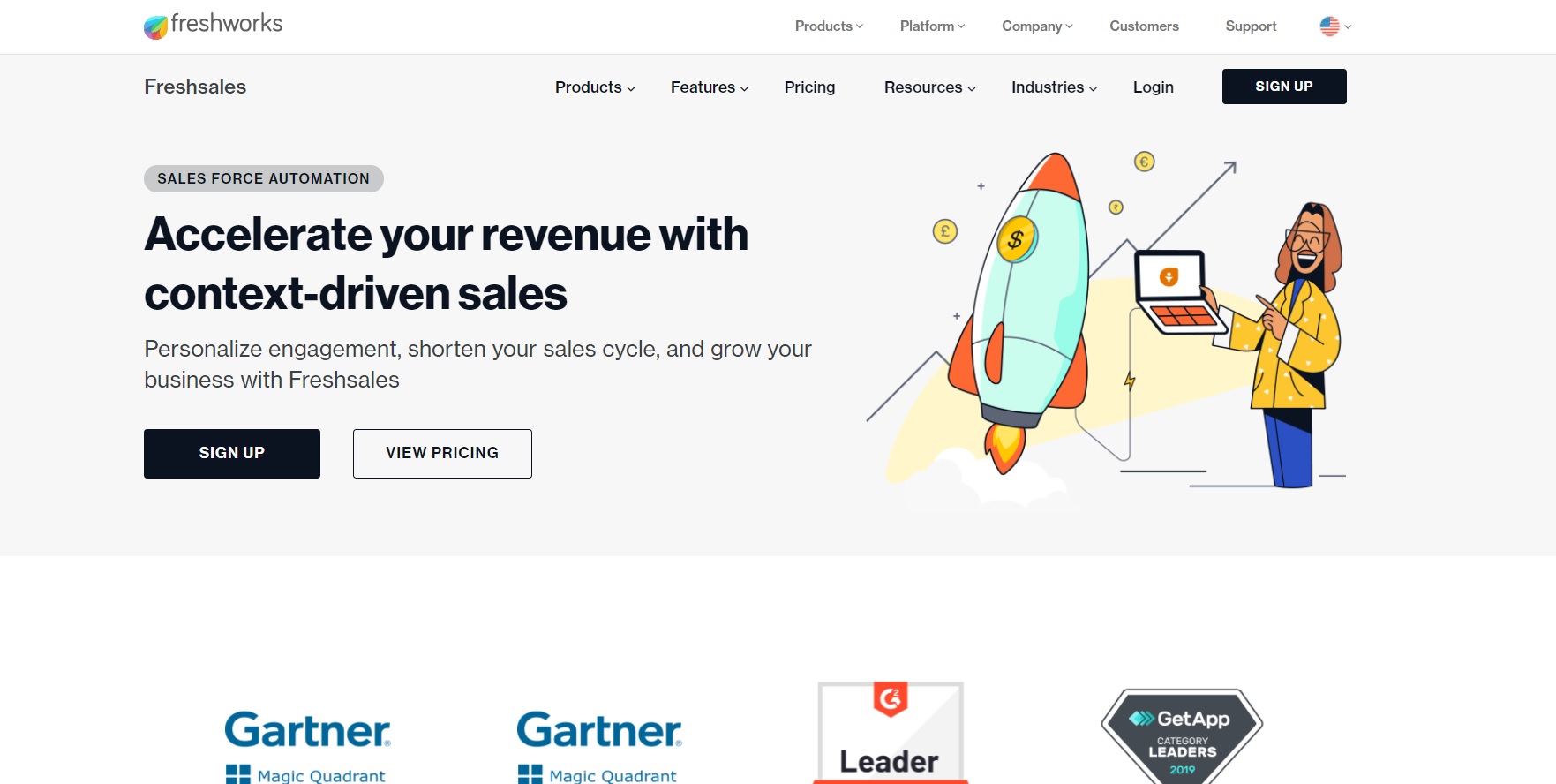 Freshworks Freshsales sākumlapa