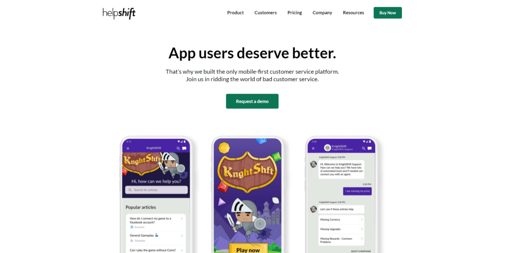 Helpshift sākumlapa