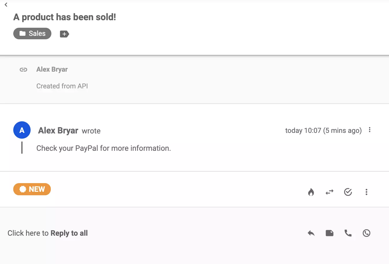 Biļetes skats LiveAgent pēc veiksmīgas integrācijas caur Zapier