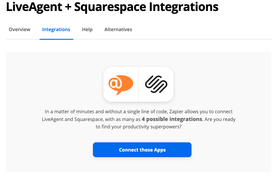 Savienojiet LiveAgent ar Squarespace caur Zapier