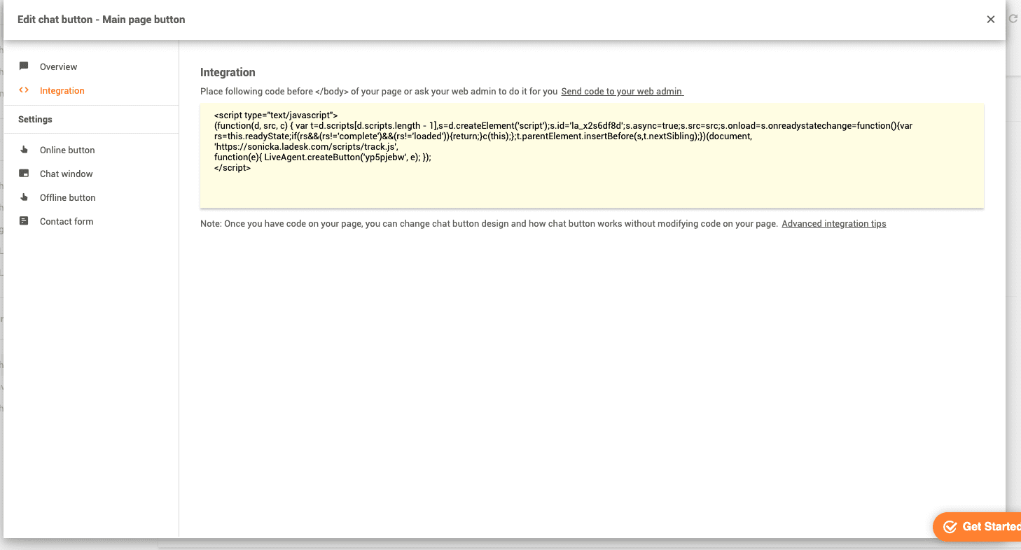 LiveAgent tērzēšanas pogas koda atrašanās vieta