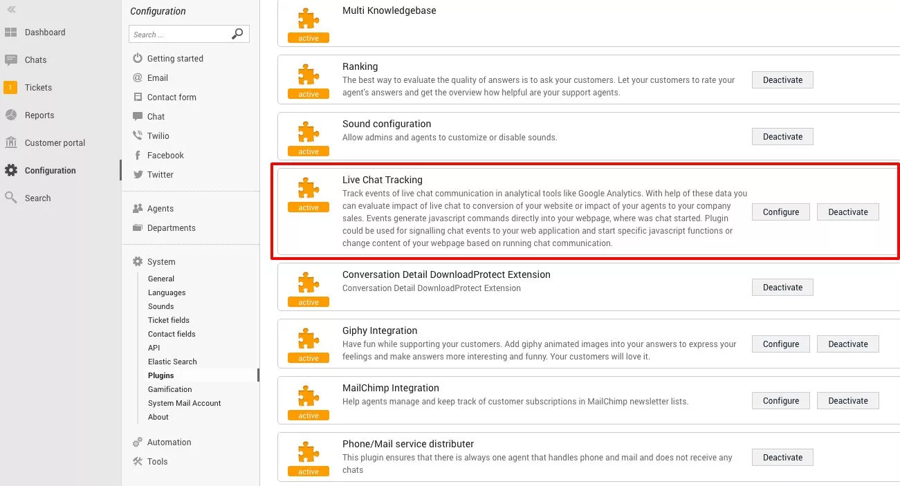 LiveAgent chat tracking