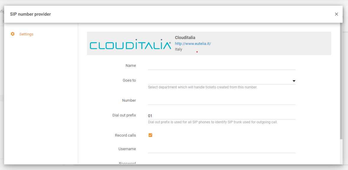 CloudItalia integrācija LiveAgent