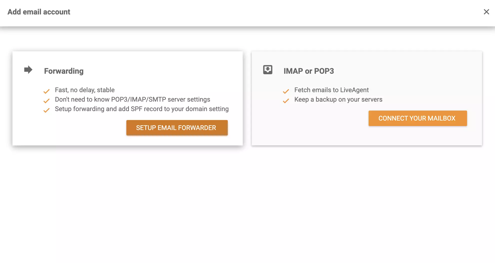 Izvēlieties starp Pārsūtīšanu un IMAP vai POP3 savam Zoho Mail integrācijai