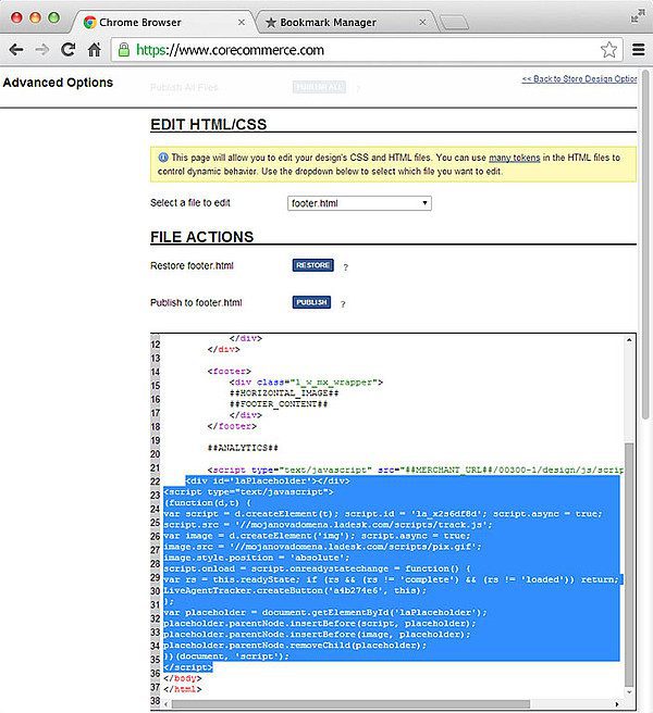 CoreCommerce LiveAgent integrācija