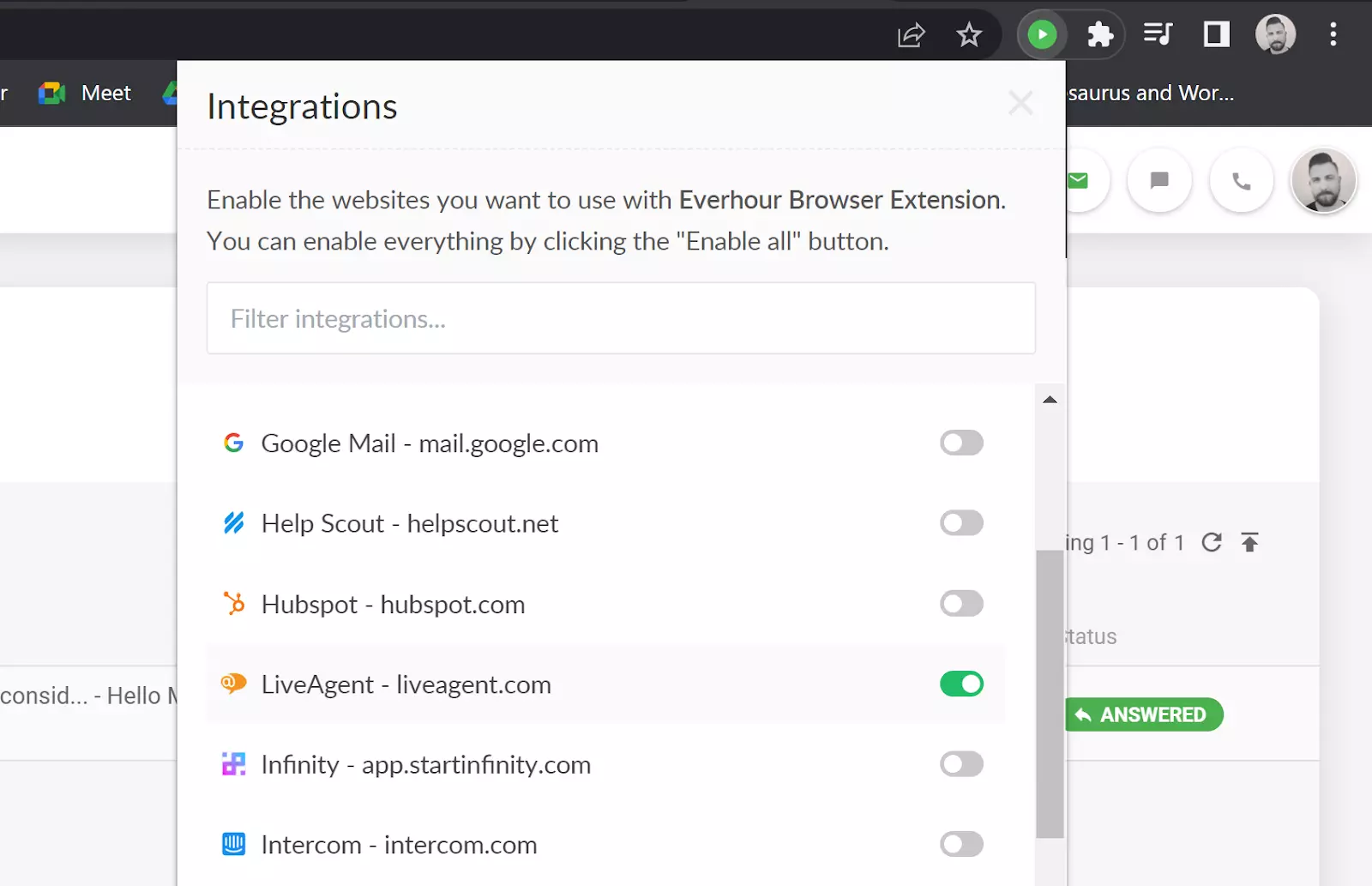Everhour - iespējojiet LiveAgent integrāciju