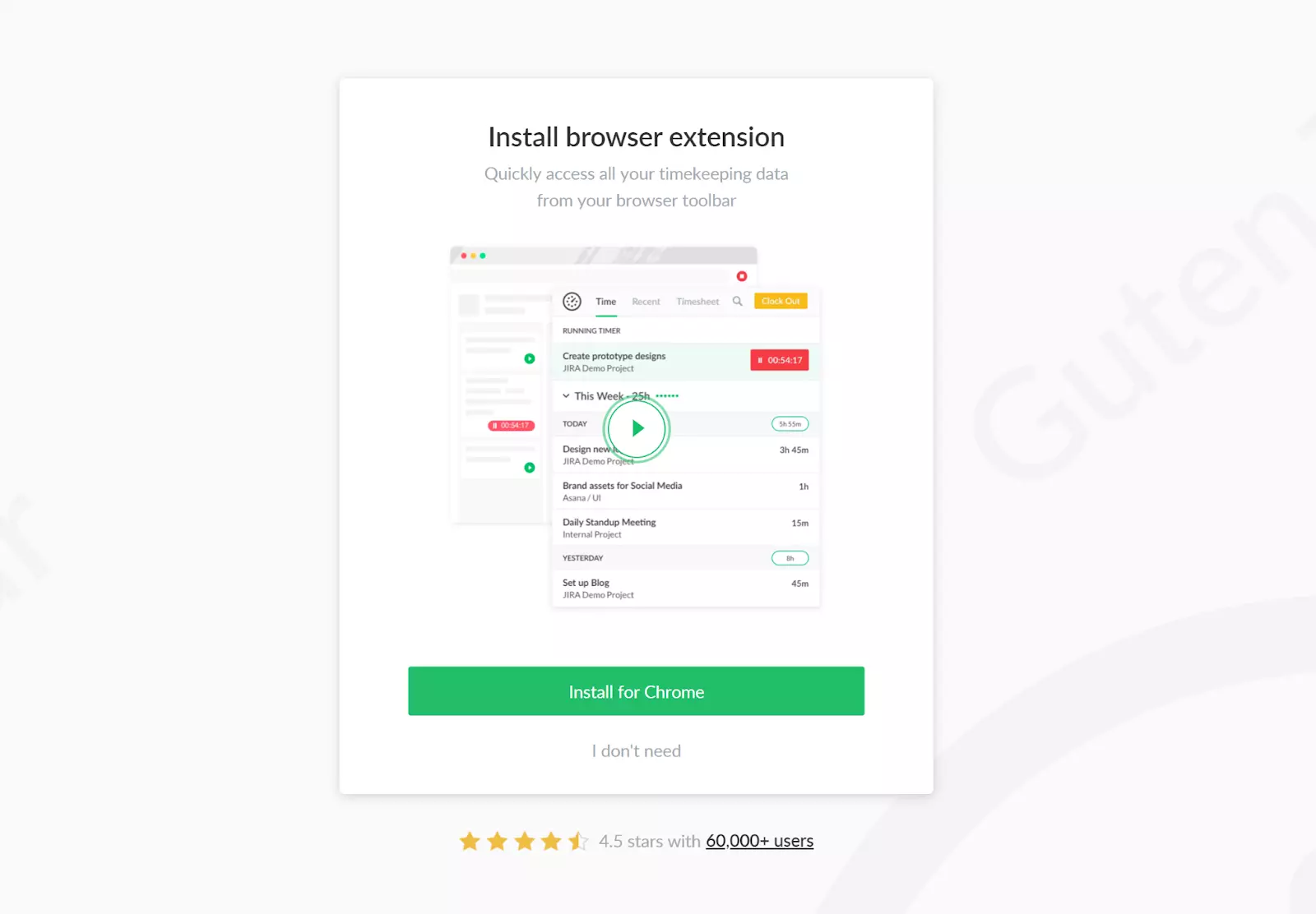 Instalējiet Everhour pārlūka paplašinājumu