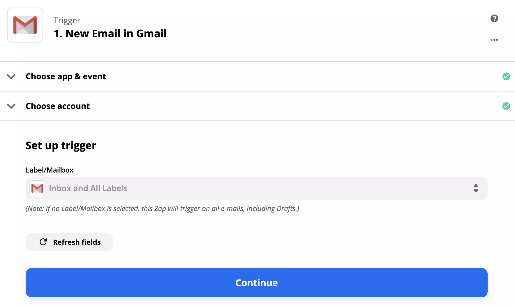 Gmail spraudņa konfigurācija Zapier