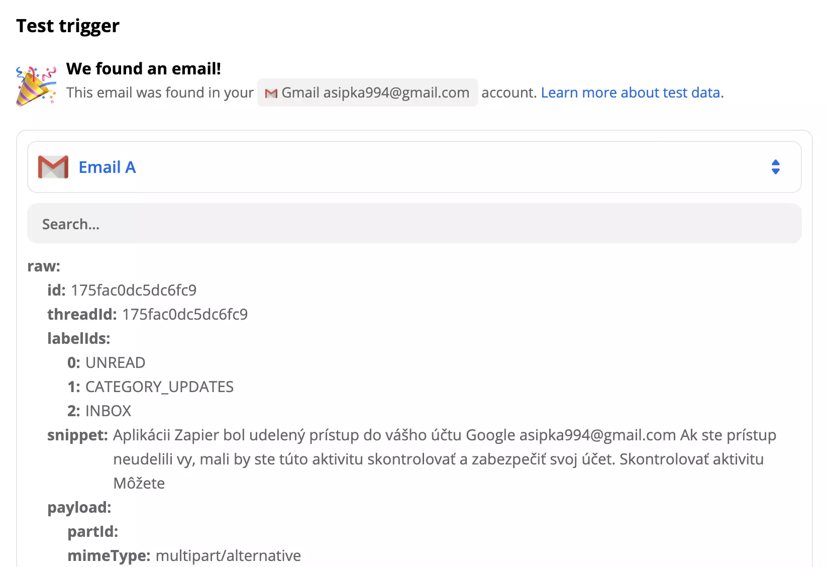 Gmail spraudņa pārbaudes piemērs