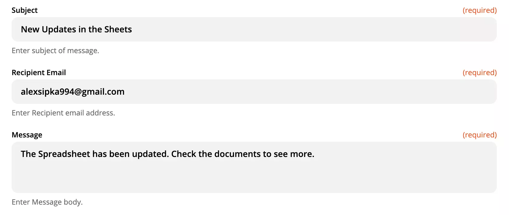 LiveAgent darbības iestatīšanas piemērs ar aizpildītiem laukiem