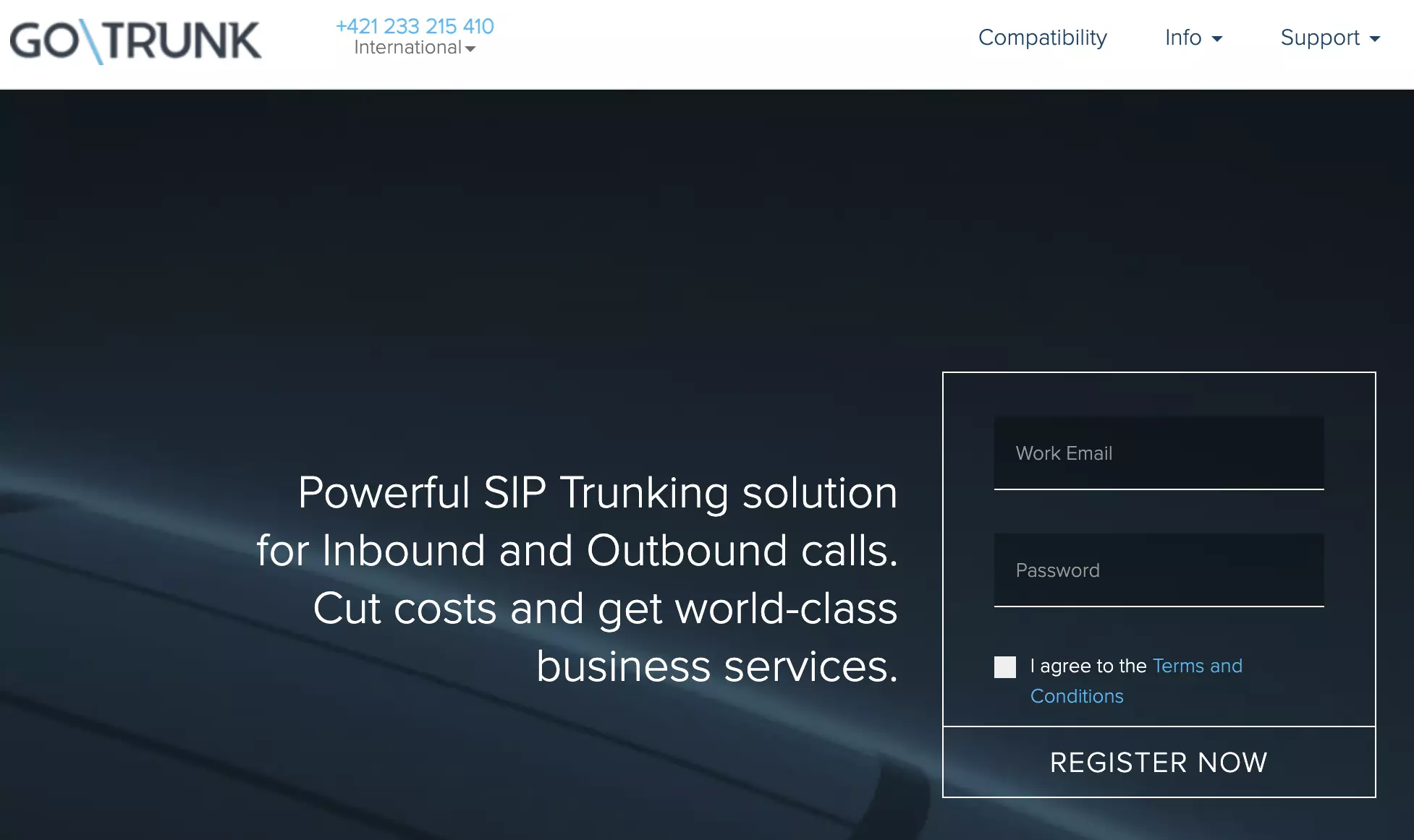 GoTrunk reģistrācijas lapa