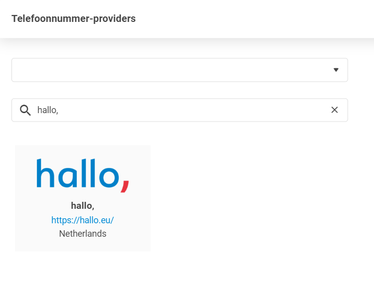 hallo pakalpojumu sniedzējs