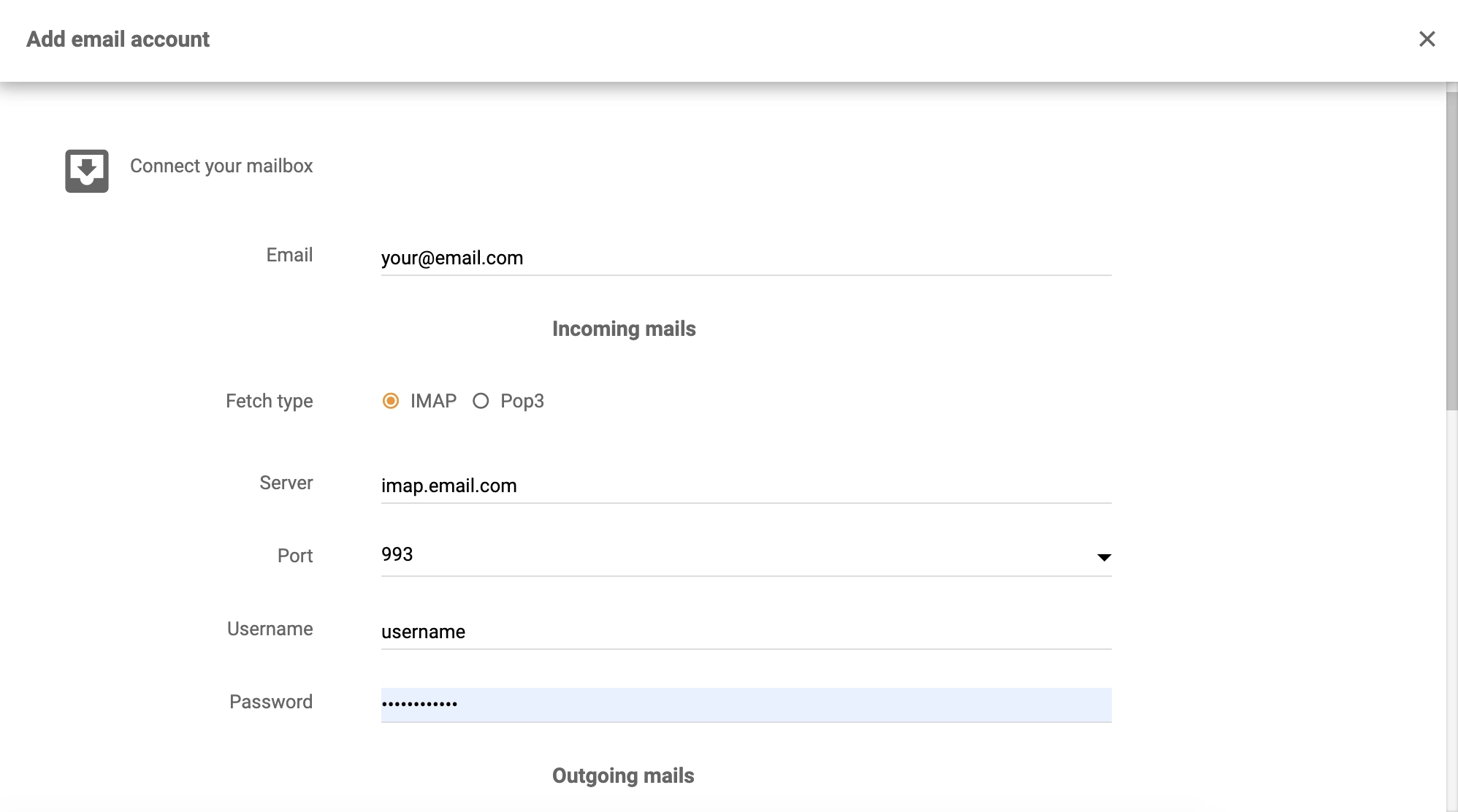 Savienojiet savu pastkasti Axigen integrācijas sadaļu