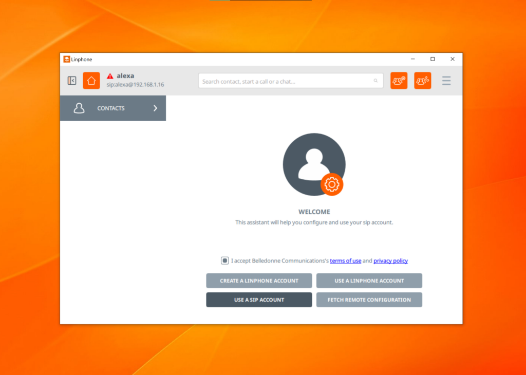 Linphone SIP konfigurācija