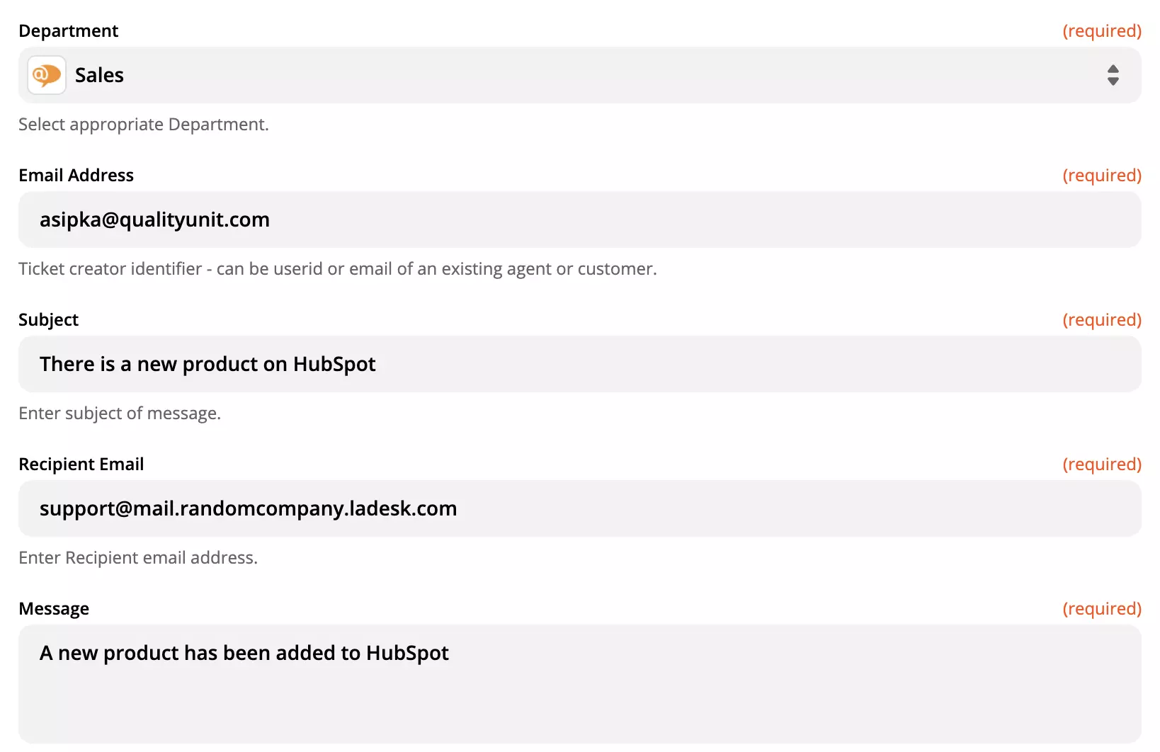 LiveAgent darbības iestatīšana Zapier