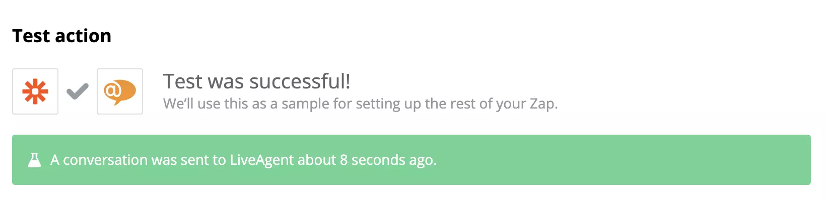 Veiksmīgs Google Sheets un LiveAgent integrācijas tests