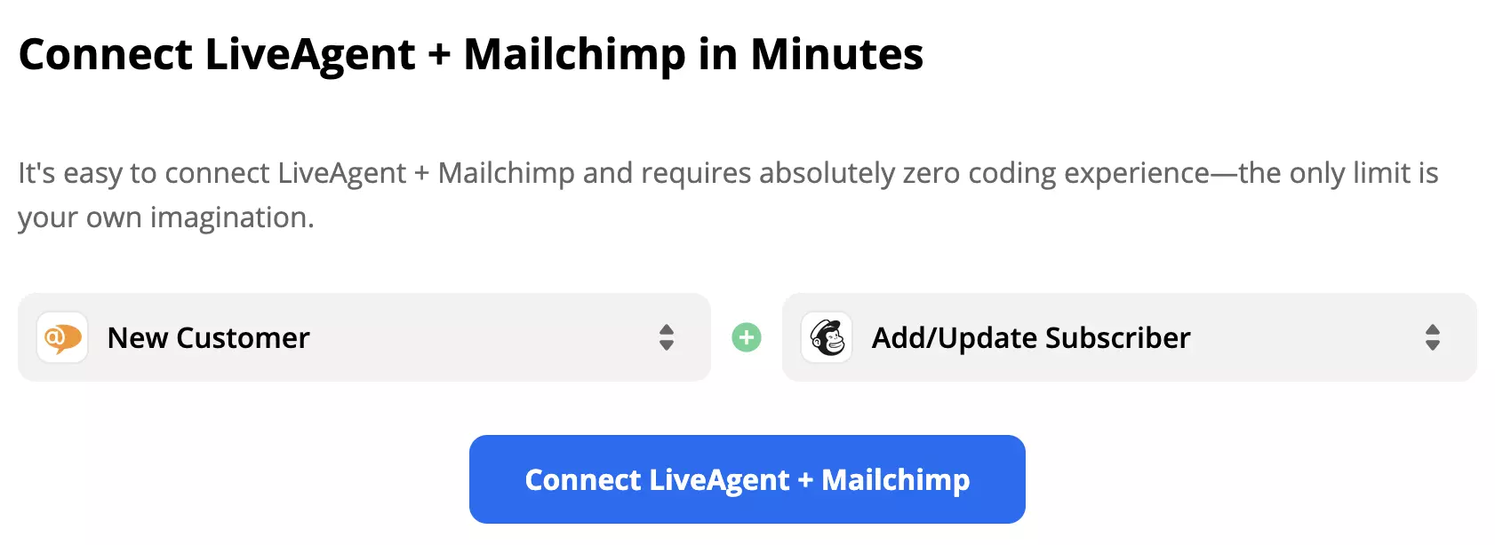 Atlasīts LiveAgent triggers un Mailchimp darbība