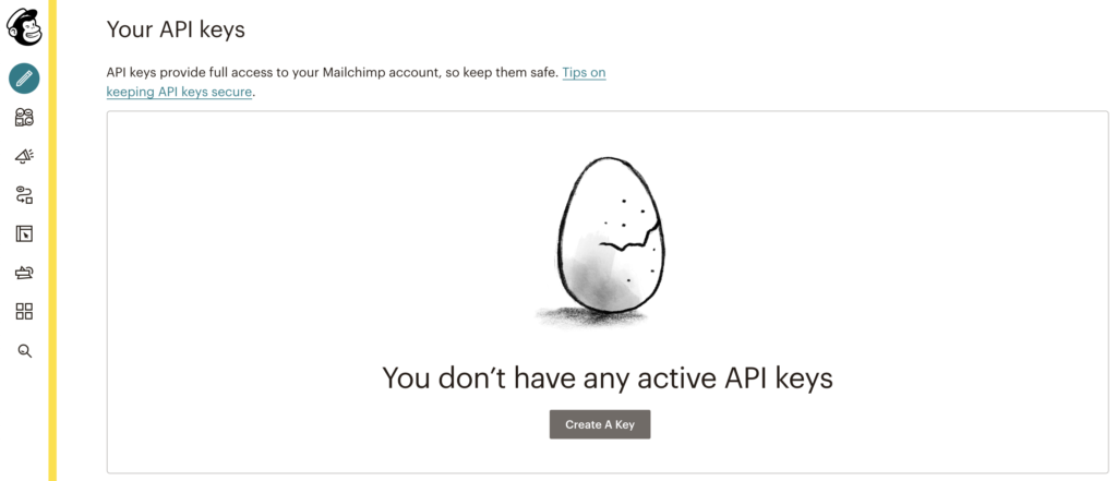 Izveidojiet API atslēgu Mailchimp, lai integrētu ar LiveAgent