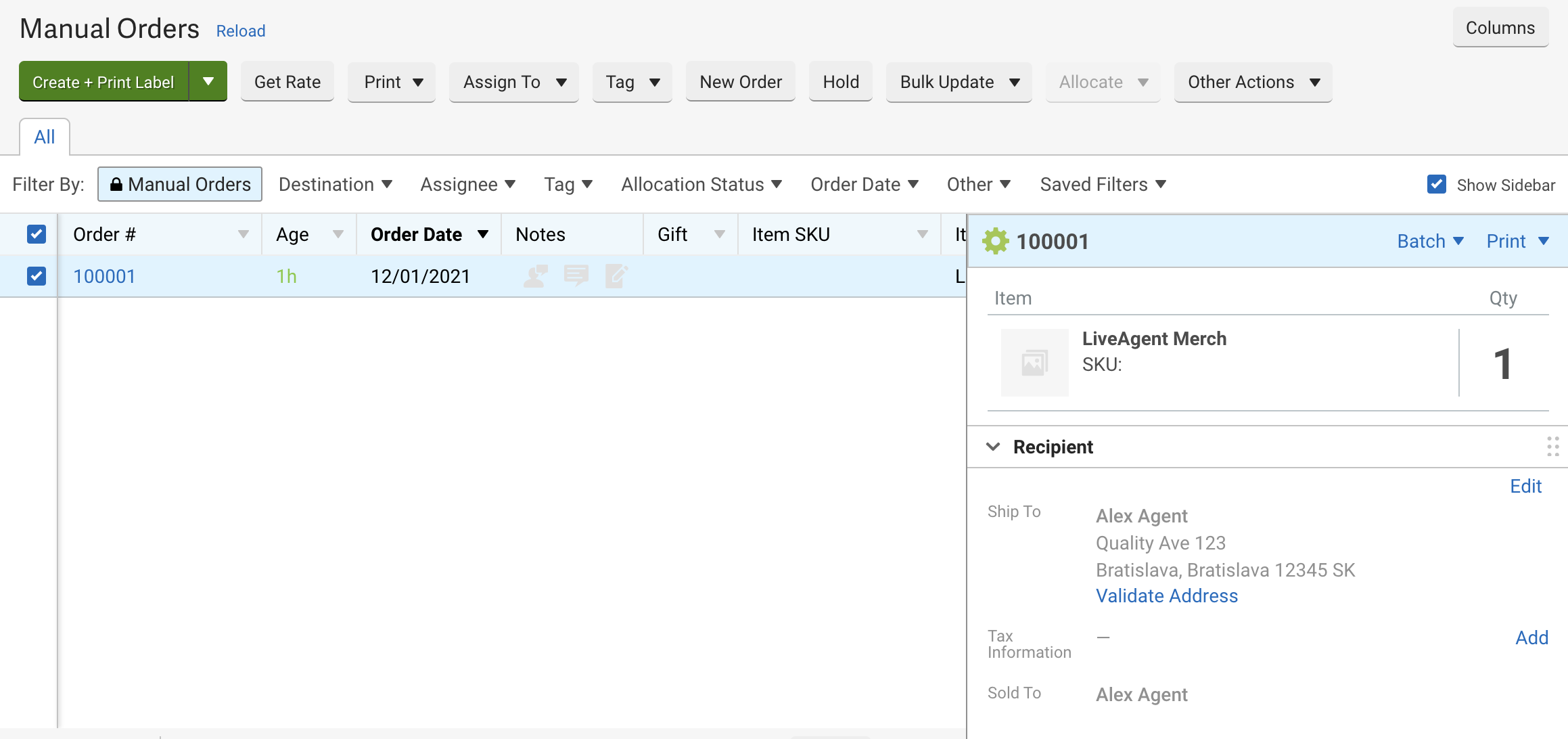 Jauns pasūtījums izveidots ShipStation