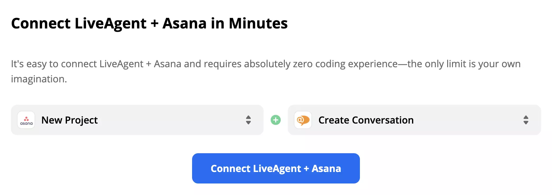 Atlasīts Asana triggers un LiveAgent darbība