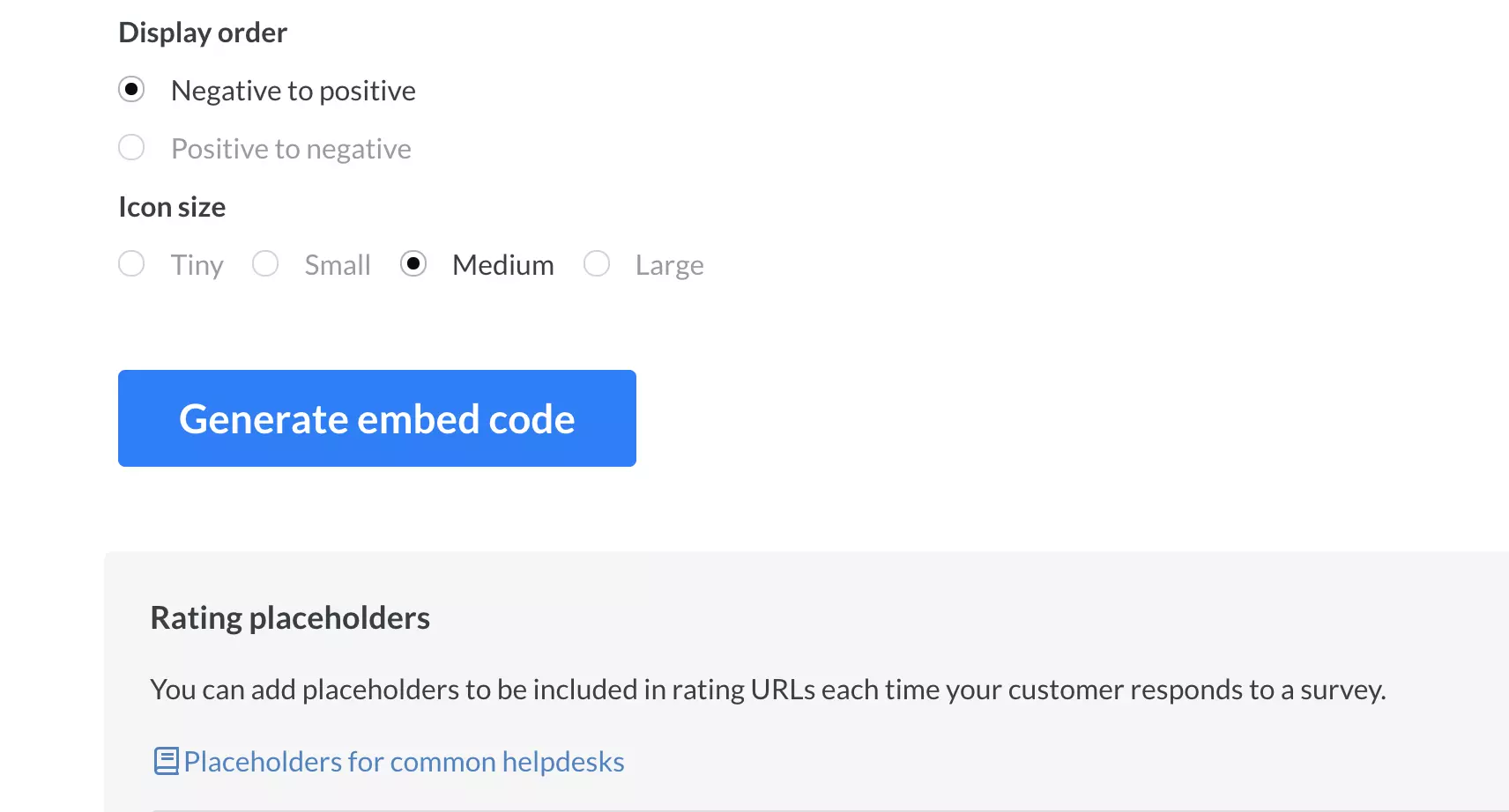 Aptaujas izveides pabeigšana ar iegulšanas koda ģenerēšanas pogu