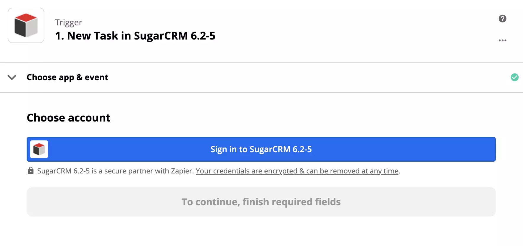 SugarCRM trigger iestatīšana Zapier integrācijā