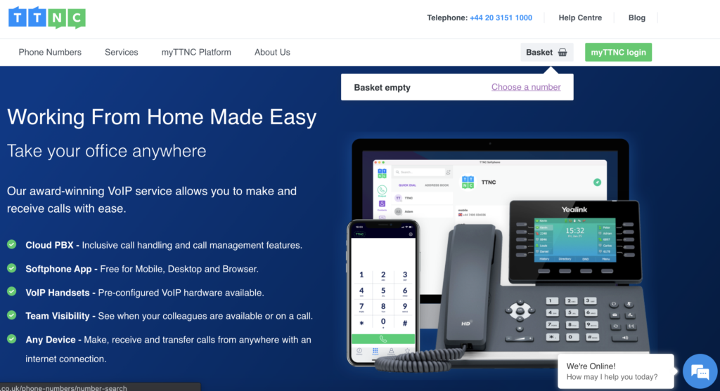 TTNC mājaslapa ar groza un numura izvēles opciju augšējā labajā stūrī