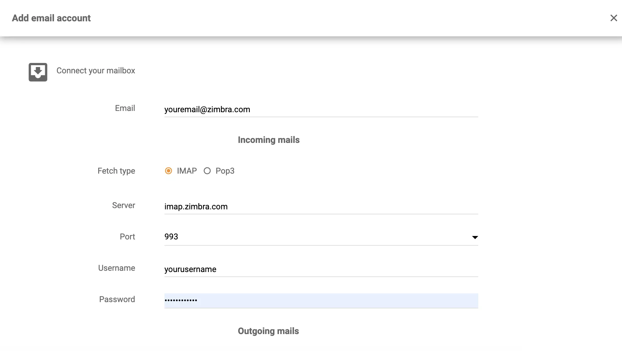 Zimbra IMAP/POP3 iestatīšana