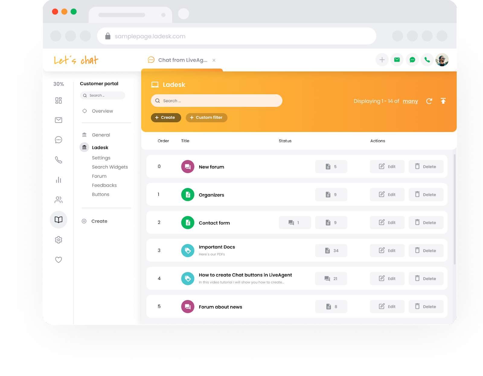 LiveAgent zināšanu bāzes atbalsta portāls