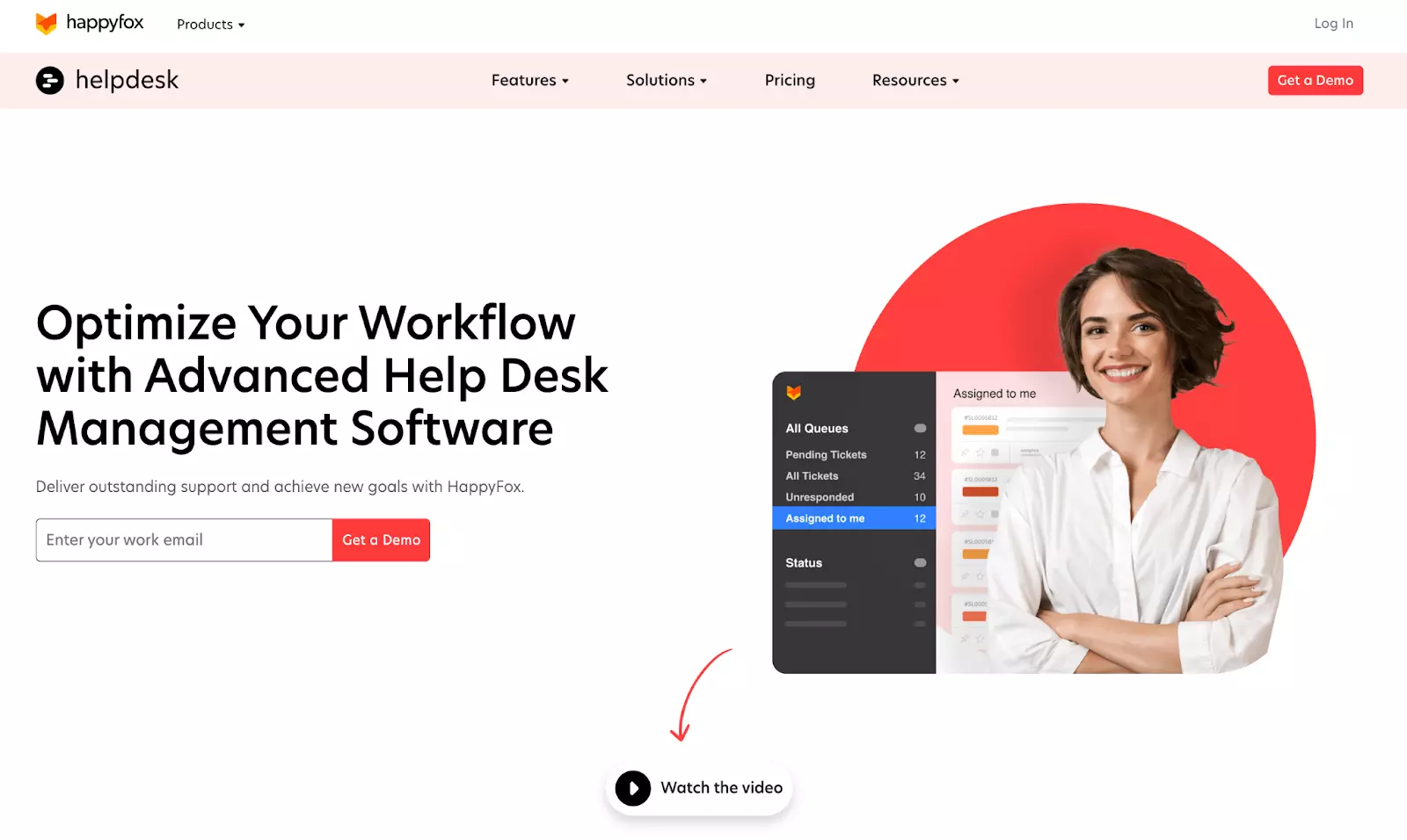 Happyfox palīdzības galda biļešu izveides sistēmas sākumlapa
