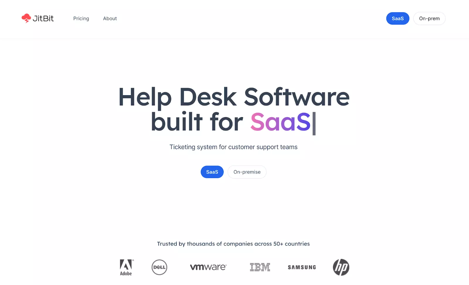Jitbit biļešu izveides programmatūras sākumlapa