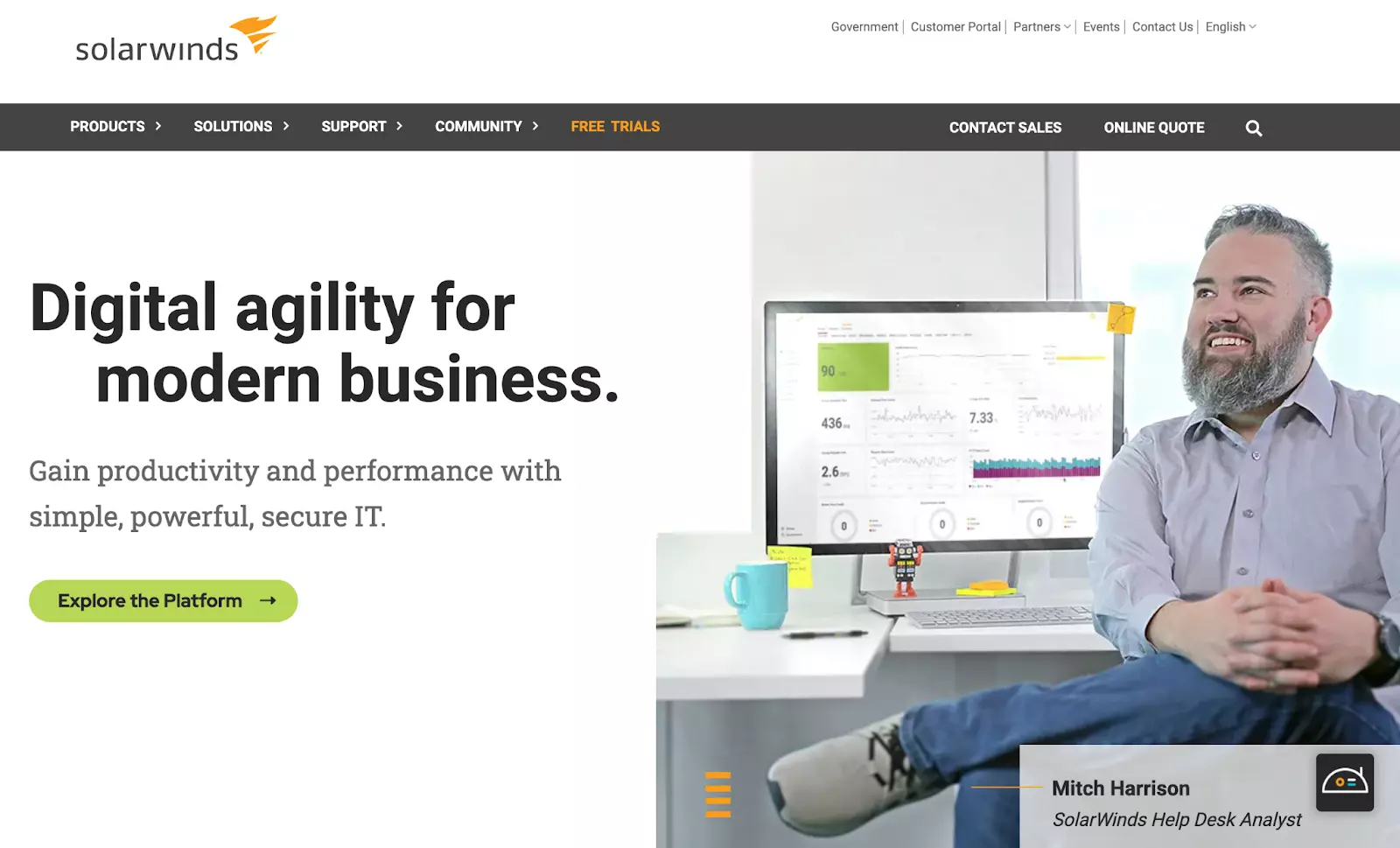 Solarwinds atbalsta biļešu izveides sistēmas sākumlapa