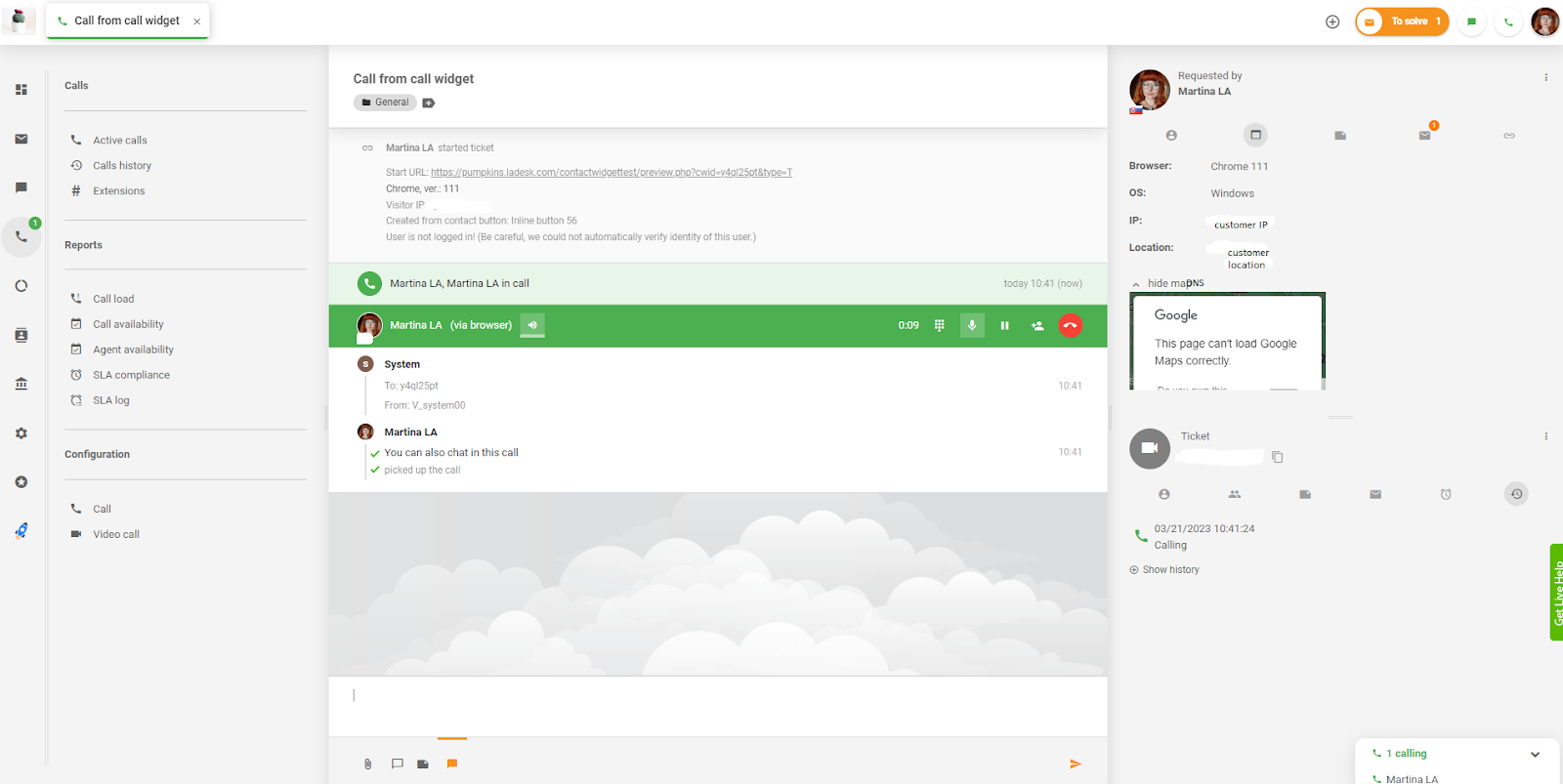 LiveAgent zvans no zvanu logrīka
