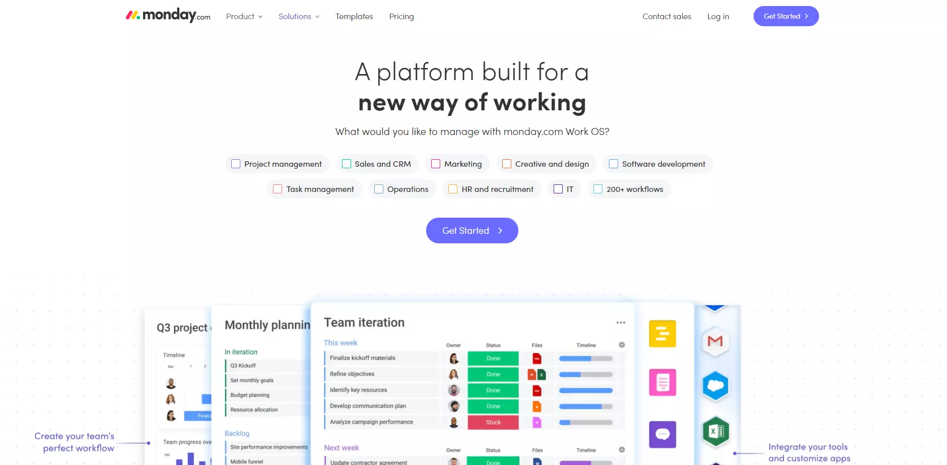 Monday.com sākumlapa