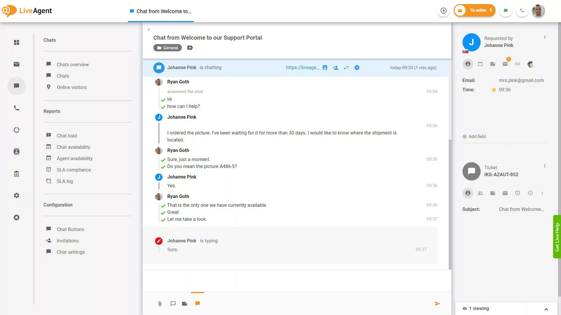 Notiekošā reālā laika rakstīšanas skata tērzēšana