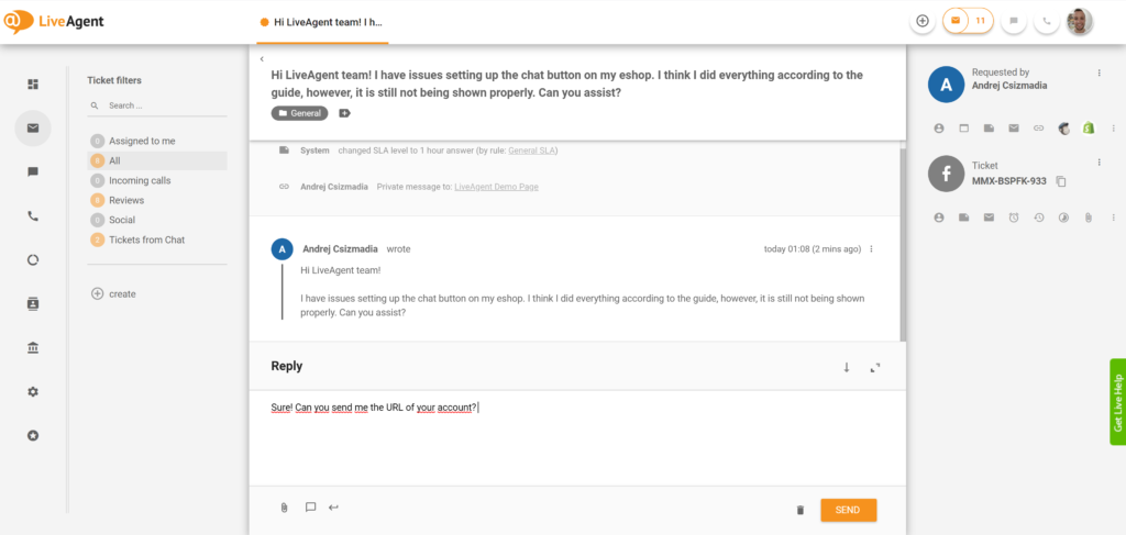 Atbildēšana uz Facebook Messenger ziņojumiem no LiveAgent