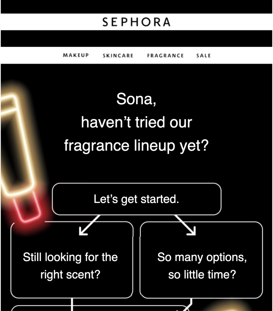 Atgriešanas e-pasts no Sephora