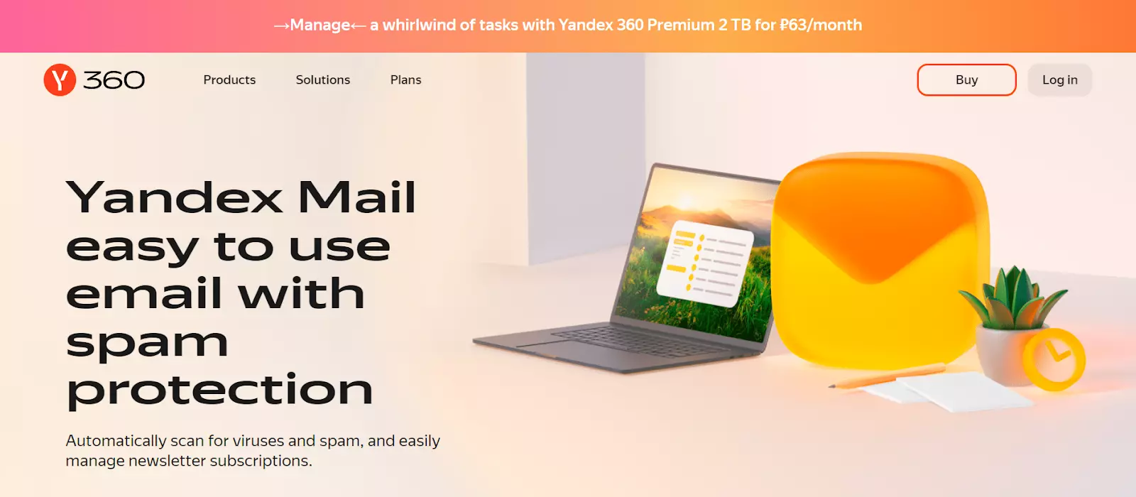 Yandex Mail sākumlapa