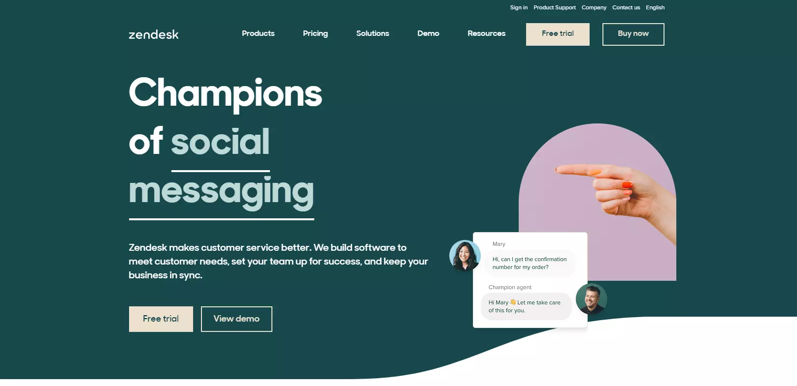 Zendesk homepage